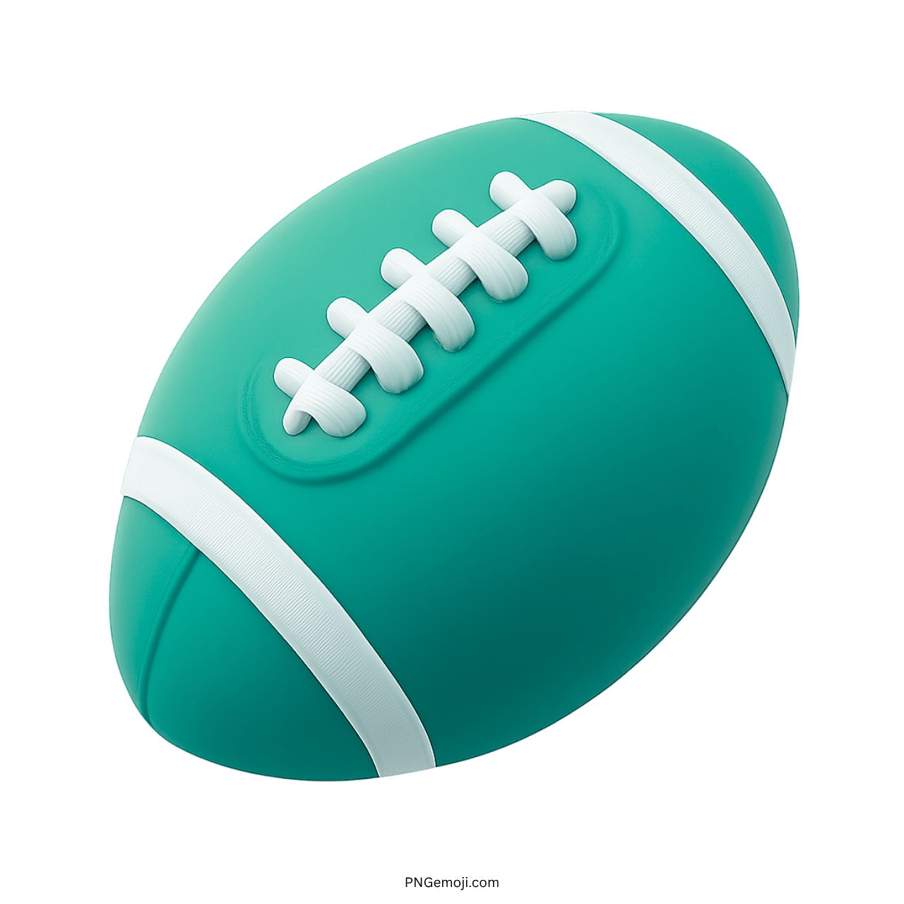 3D green American football emoji with white laces and stripes on transparent background