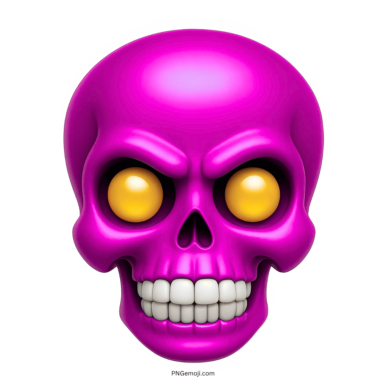 angry purple skull emoji with glowing yellow eyes and gritted white teeth