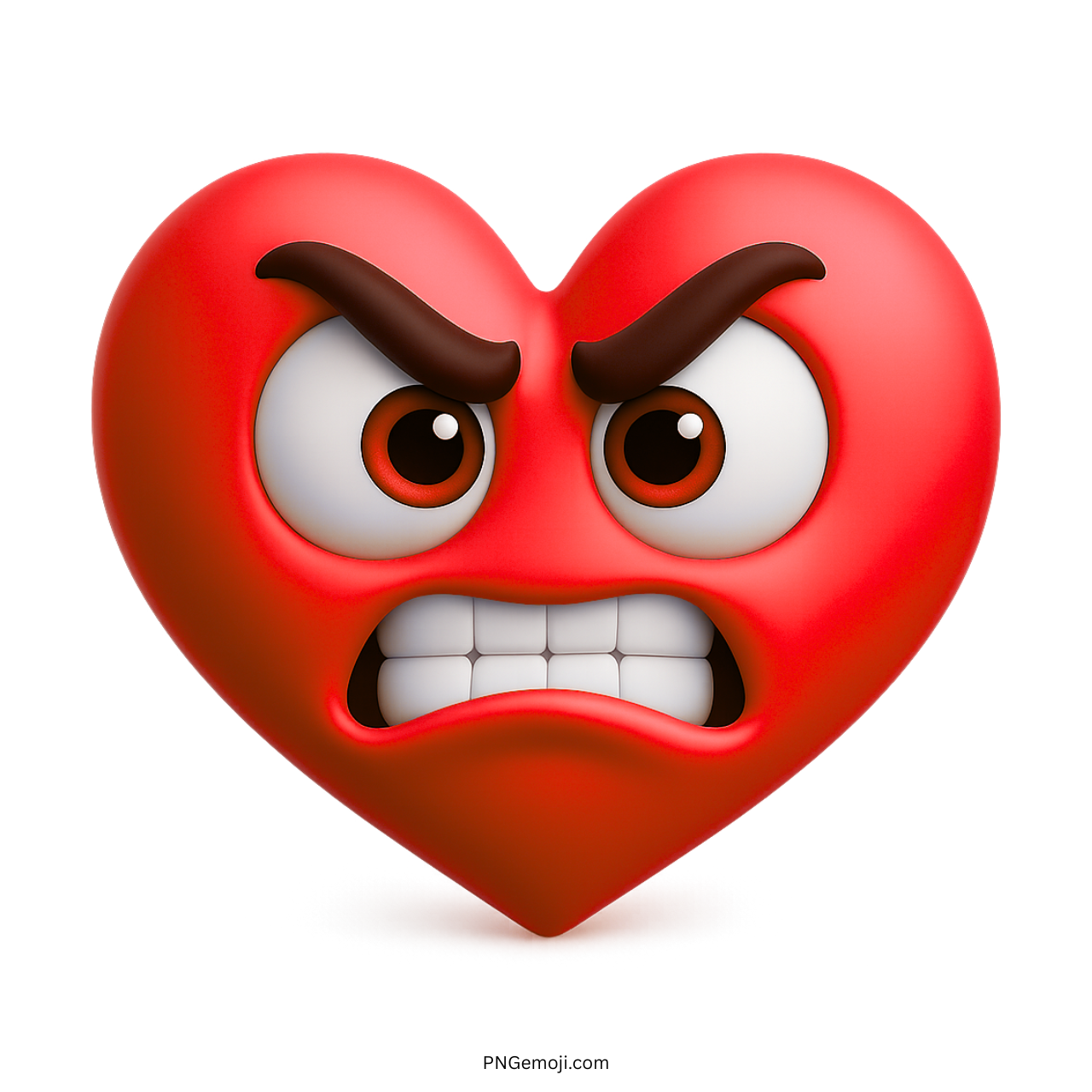 Angry red heart emoji with sharp eyebrows, intense eyes, and gritted teeth expression