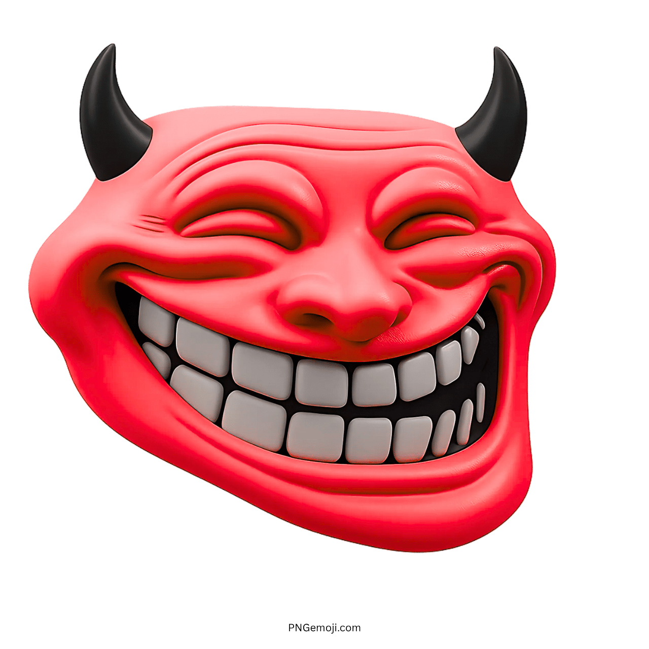 Red troll face with horns and a wide grin