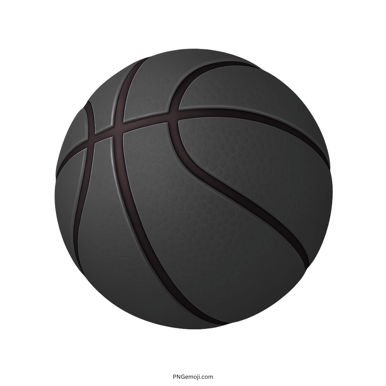 3D black basketball emoji PNG with texture and clean transparent background for design use