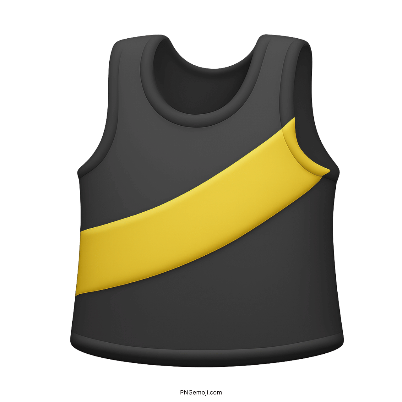 3D black running shirt emoji with yellow stripe, sports clothing icon