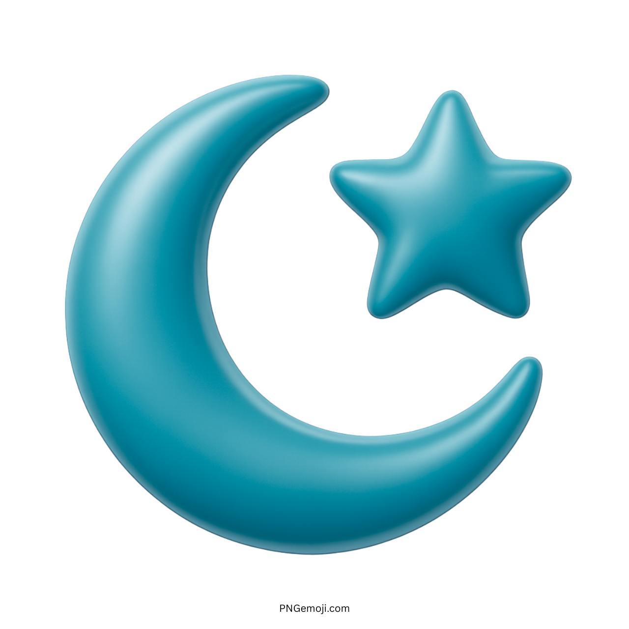 Blue 3D star and crescent moon emoji symbol representing night and peace