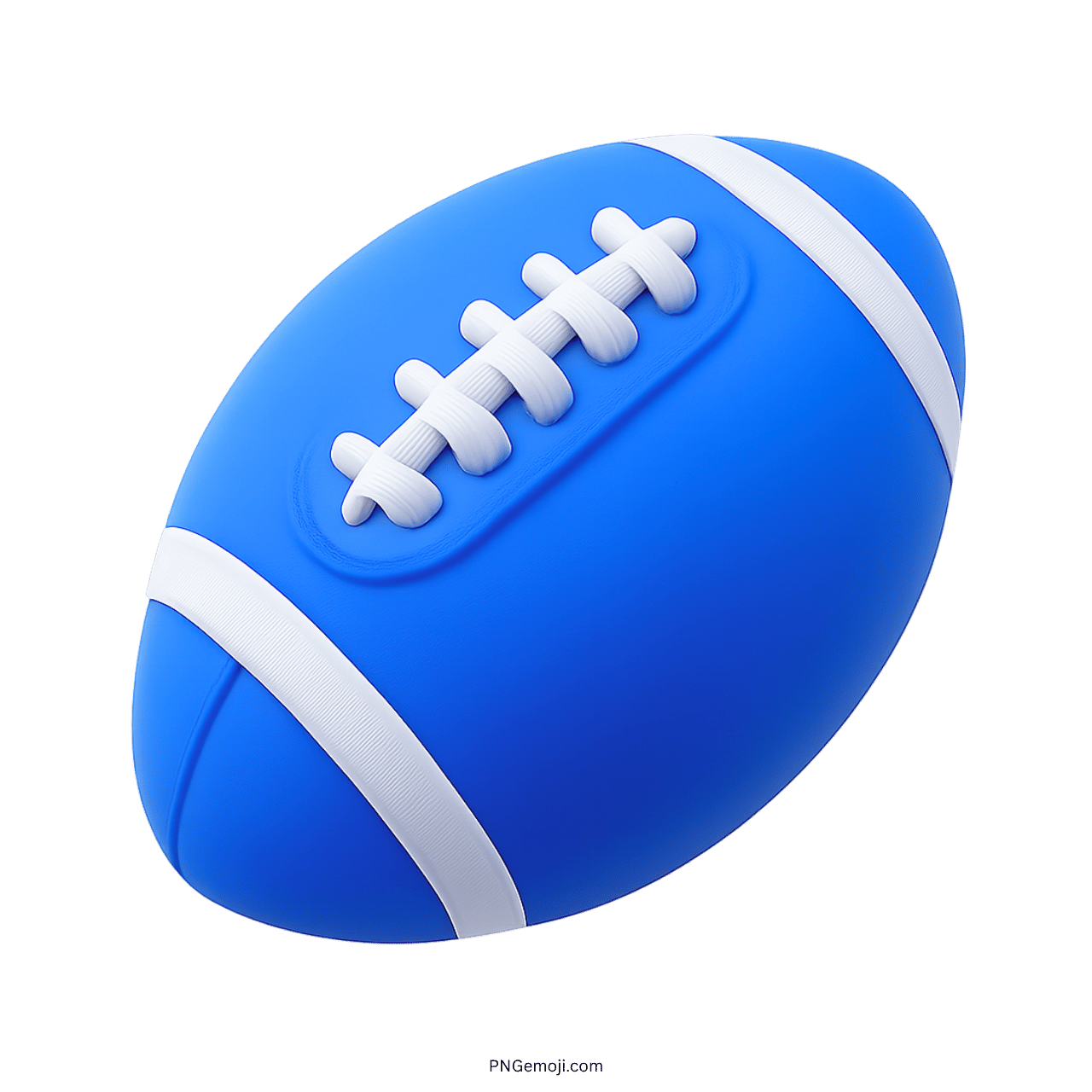 3D blue American football emoji with white laces and stripes design.