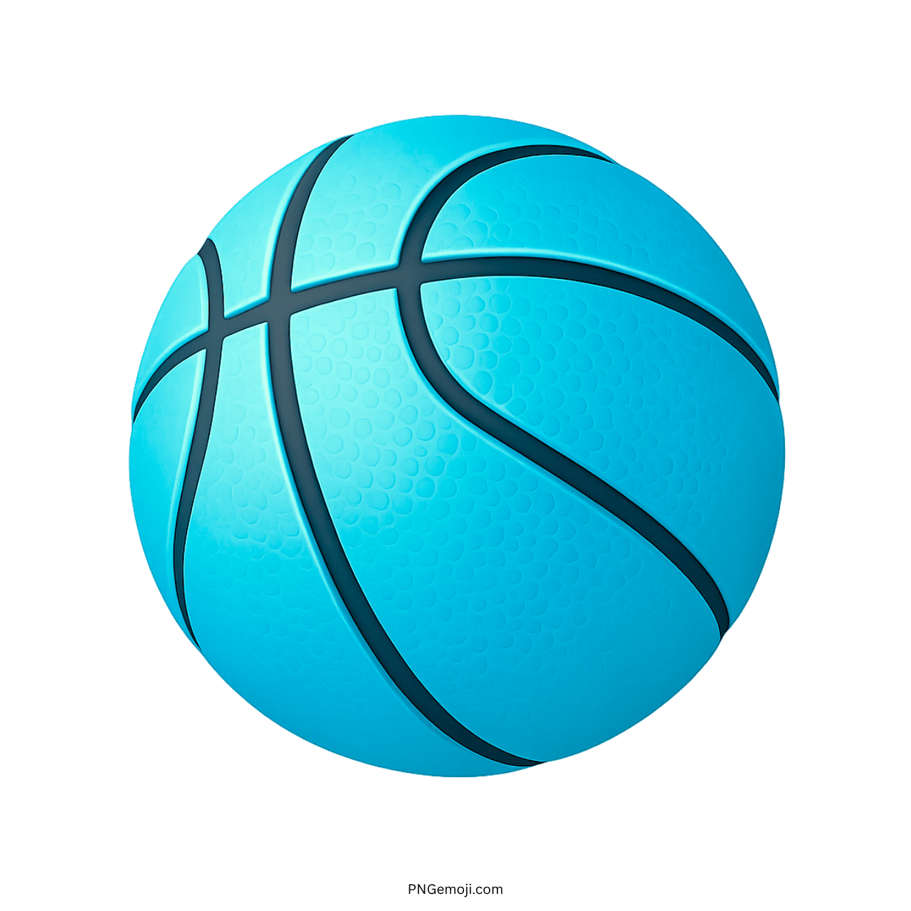 3D blue basketball emoji icon with realistic texture and dark contour lines