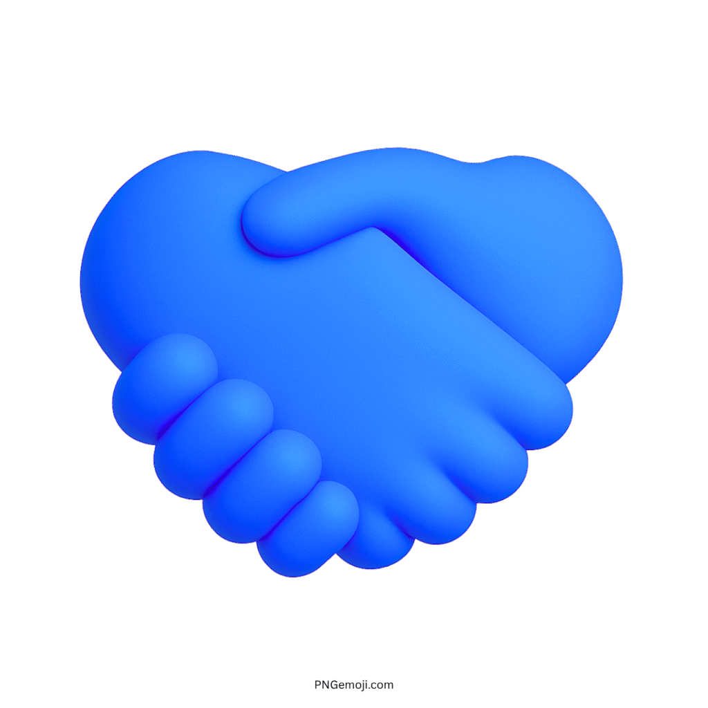 3D blue handshake emoji symbolizing greeting and agreement