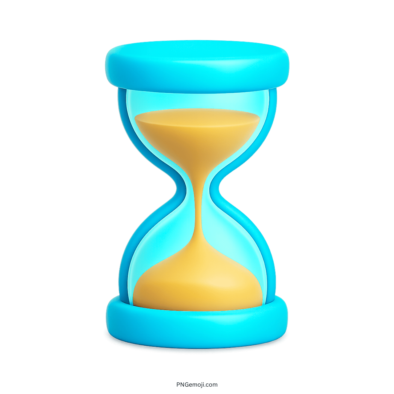 3D blue hourglass emoji with yellow sand and transparent background PNG