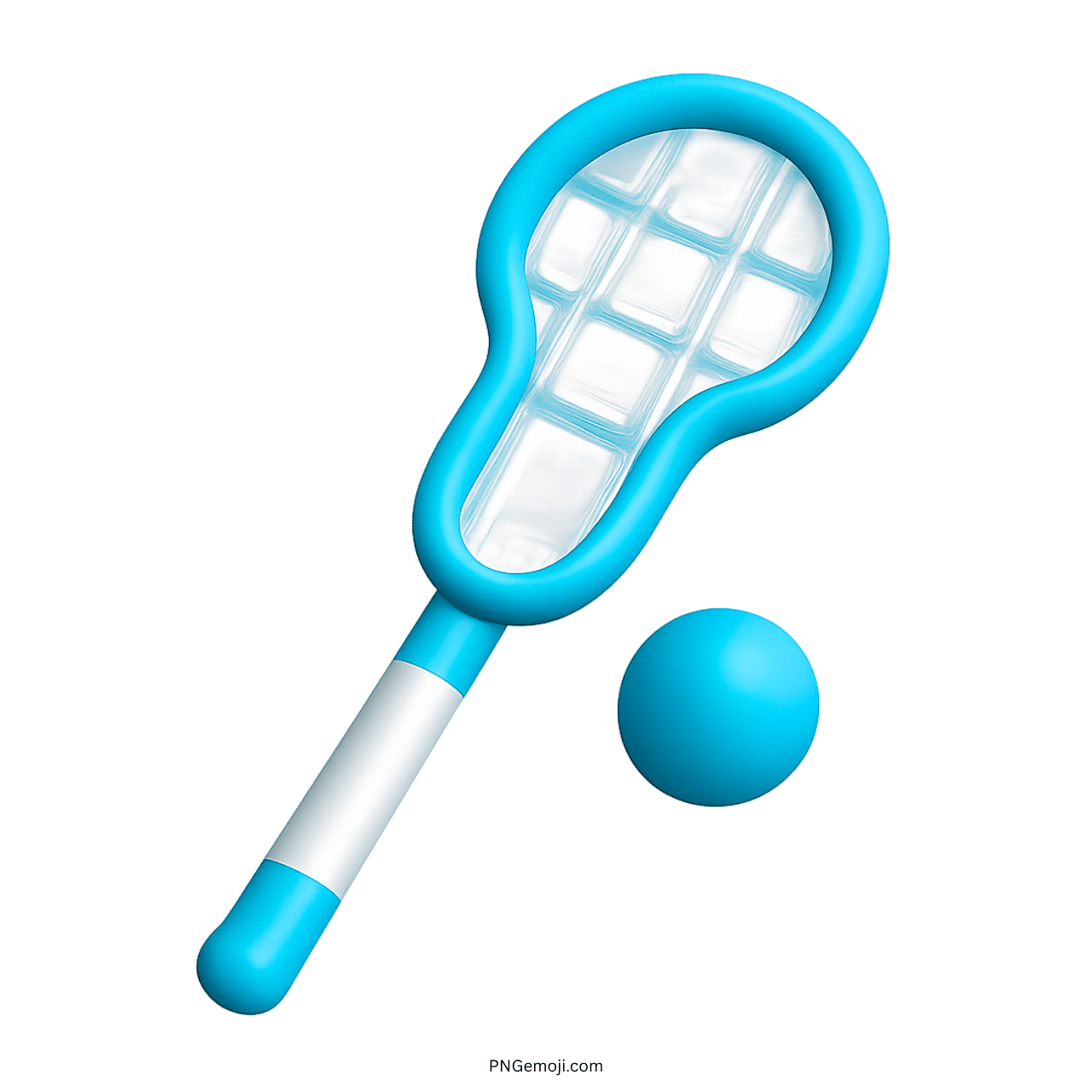 3D illustration of a blue ice hockey racket and ball on green background, vibrant and modern design.