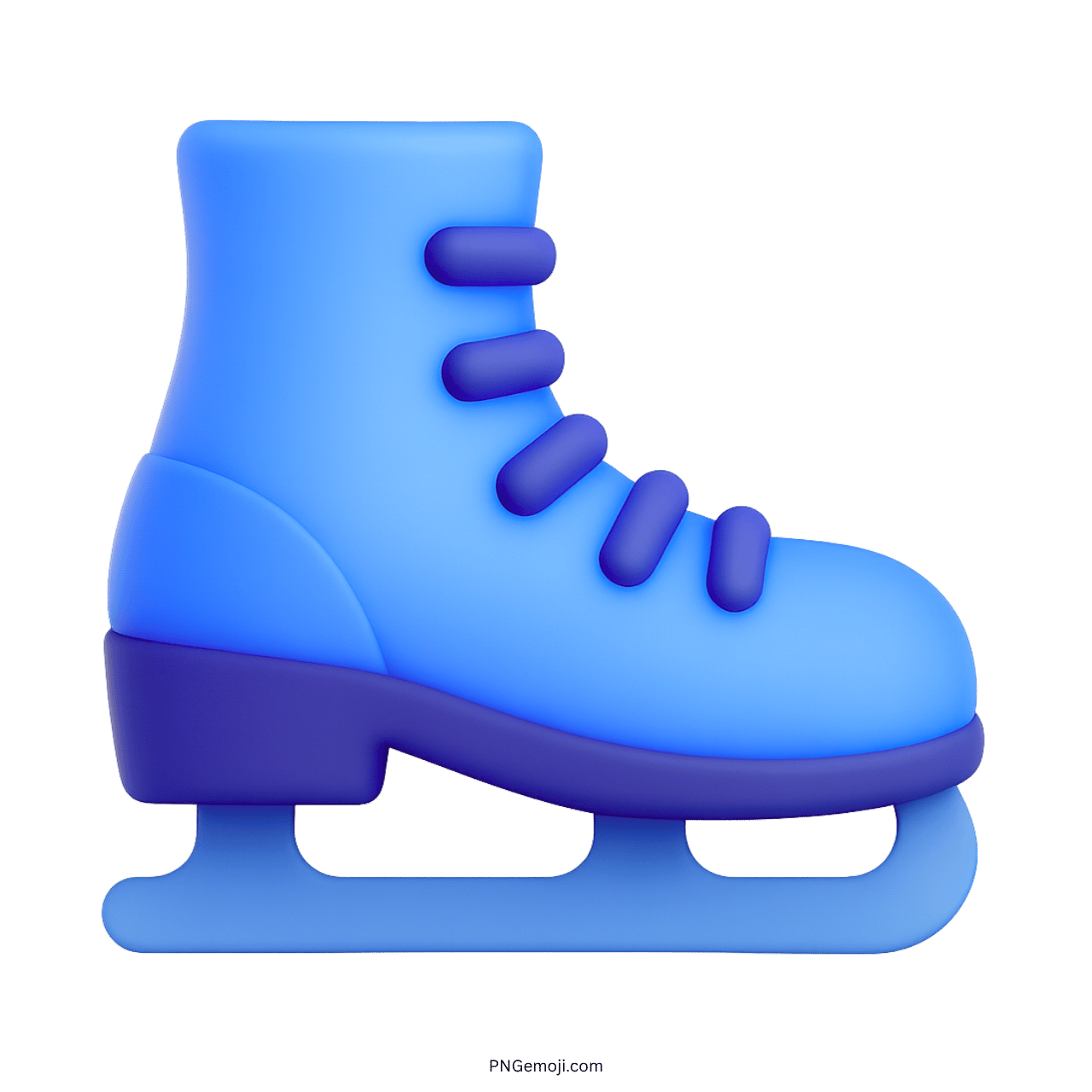 3D blue ice skate emoji for winter sports, skating apps, or seasonal design