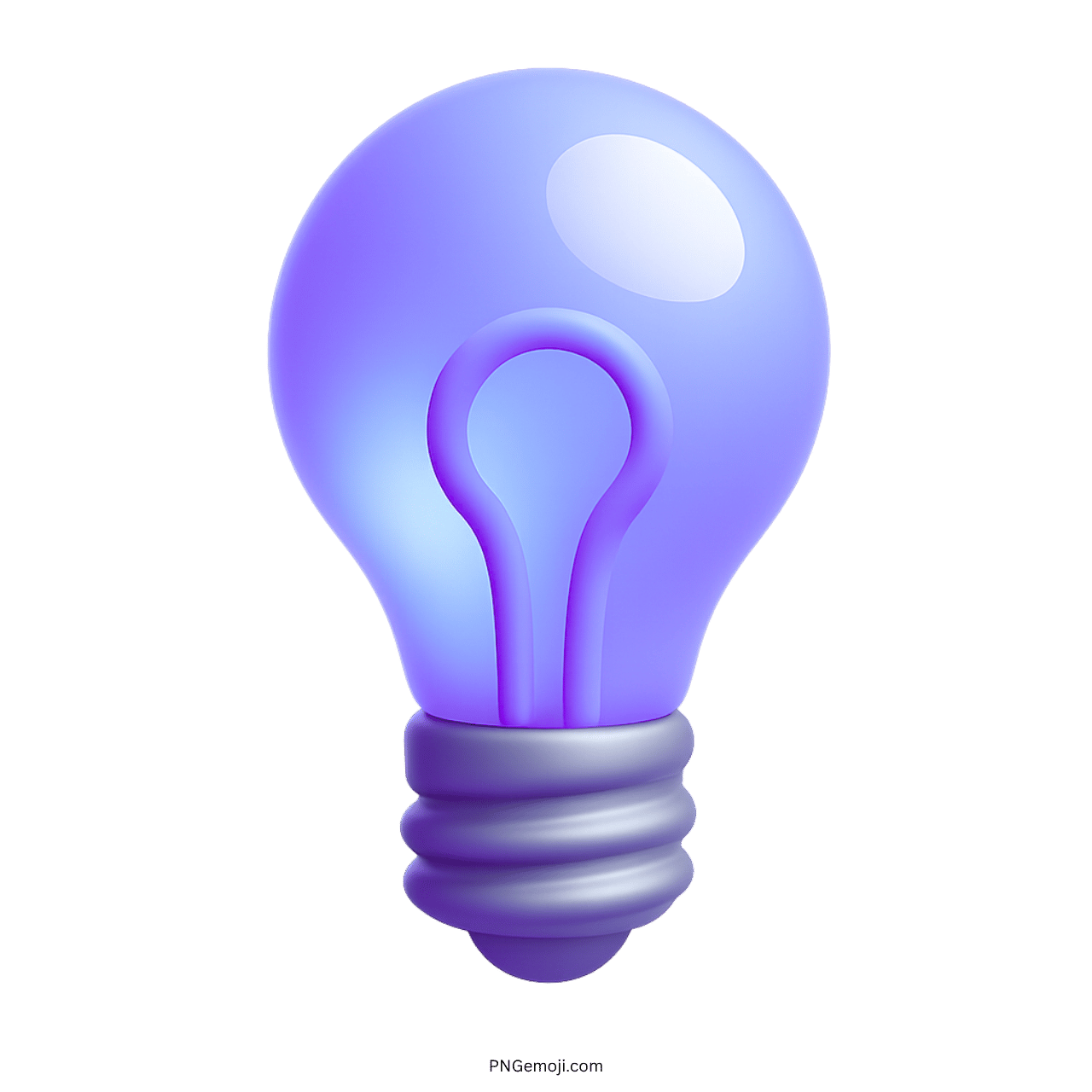 Blue 3D light bulb emoji icon with transparent background for ideas and inspiration