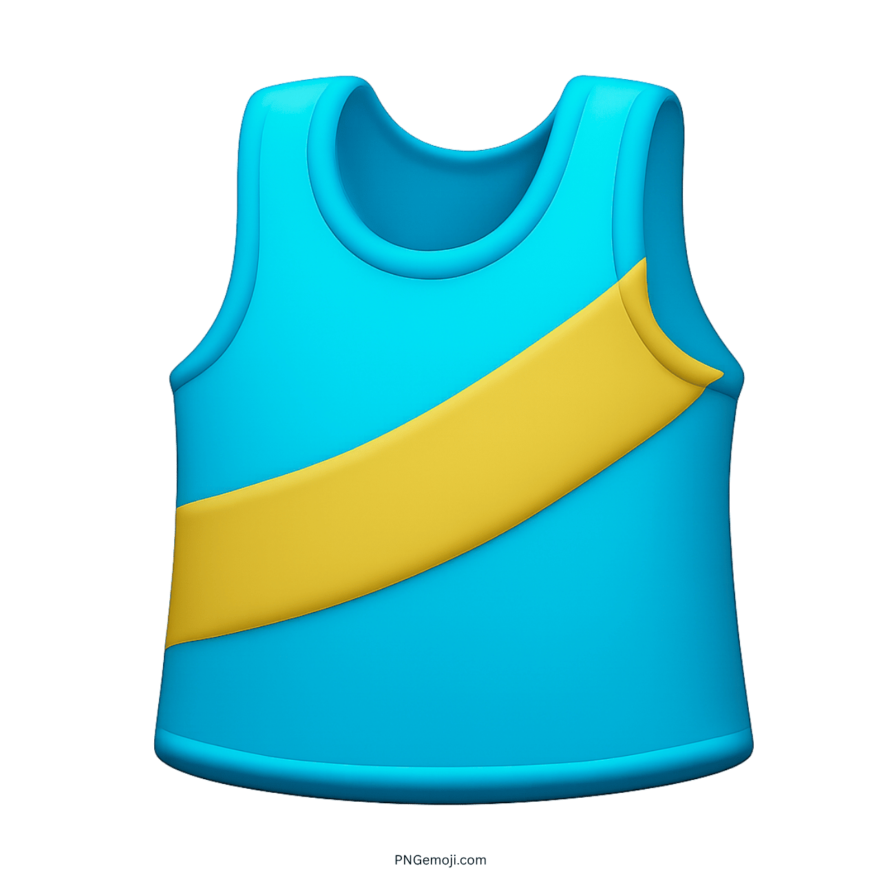 3D blue running shirt emoji with yellow stripe, sportswear icon.