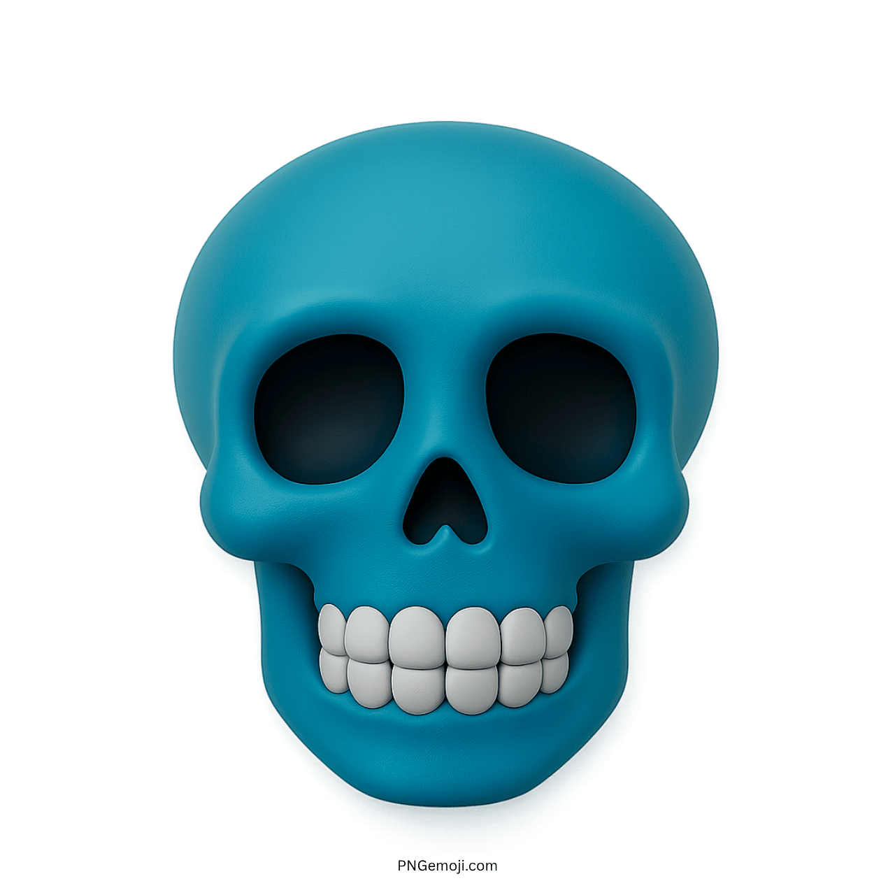 3D blue skull emoji with black eyes and white teeth
