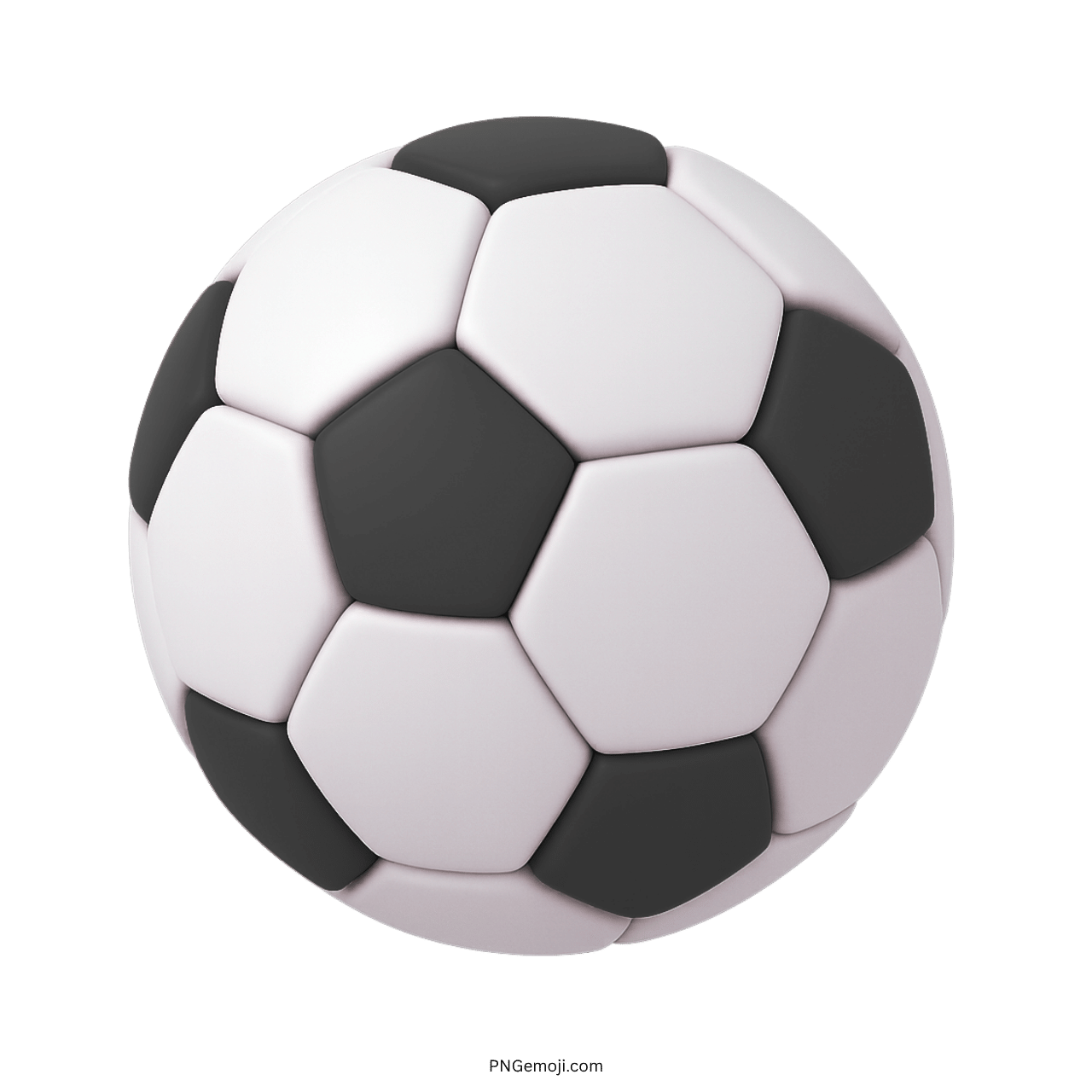 3D black and white football emoji with traditional soccer ball pattern design