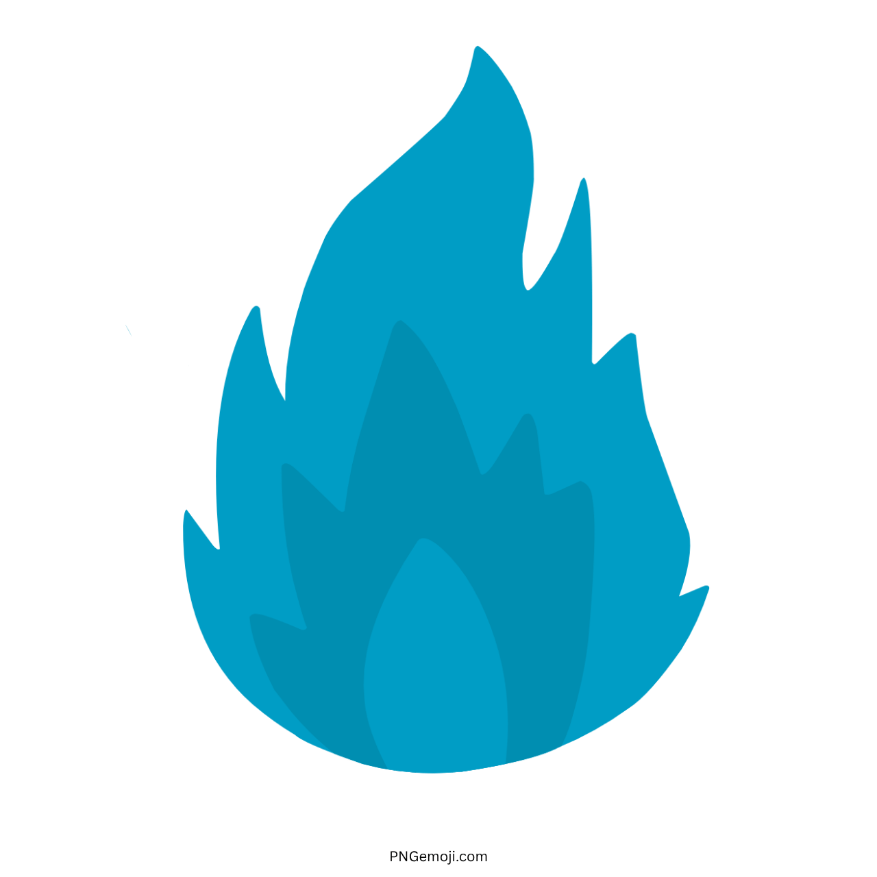 Cool blue flame emoji in vector style with transparent background for creative graphic and emoji use.