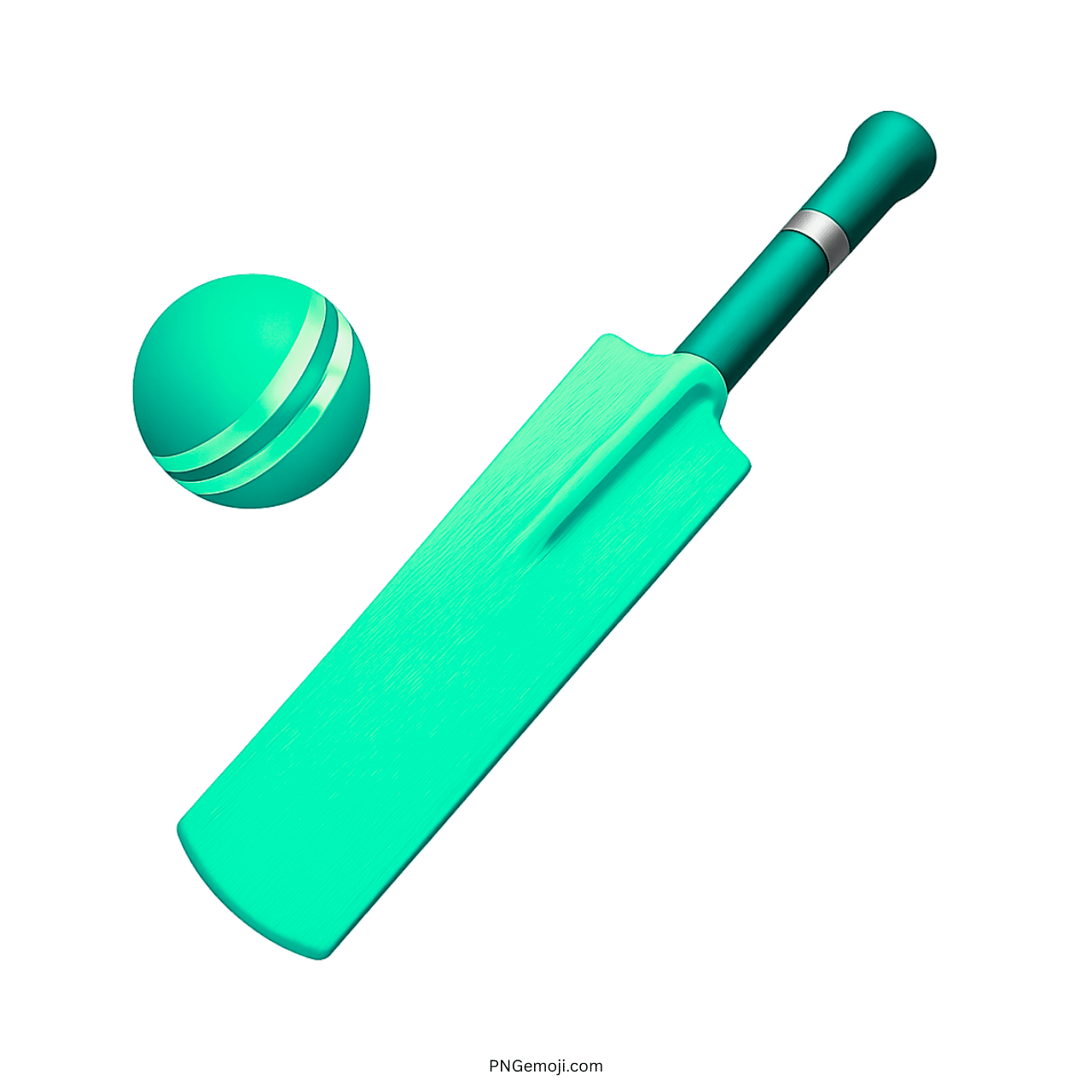A green cricket bat and ball emoji, representing the sport of cricket in a vibrant, modern style