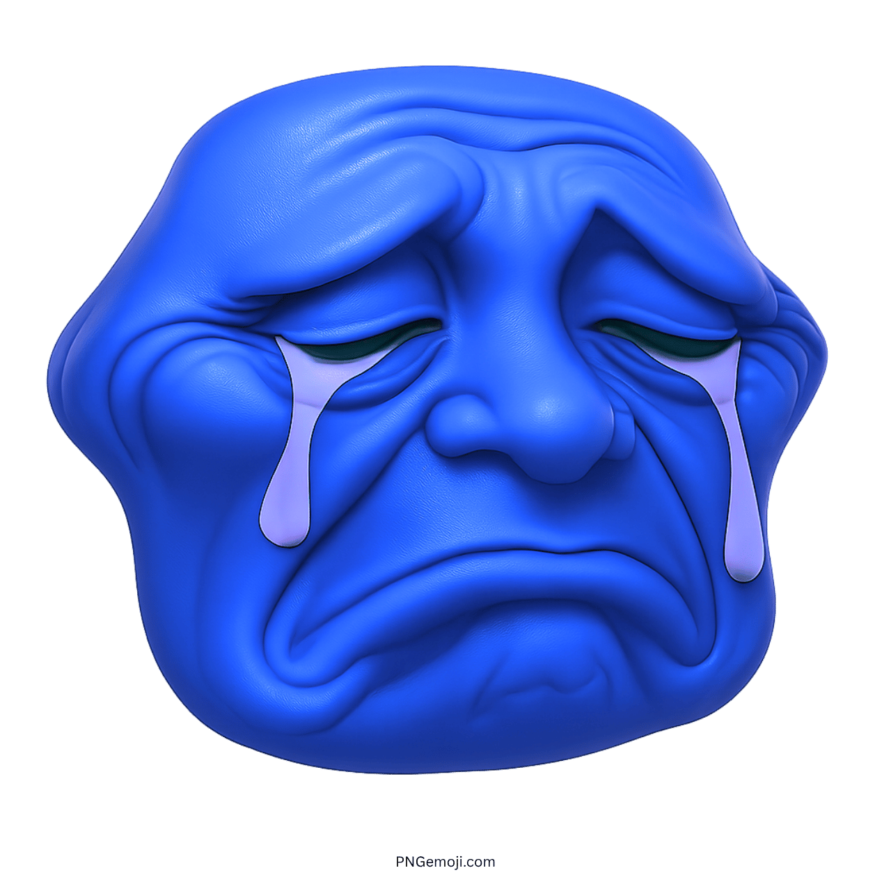 Crying Troll Face with Tears, Emotion, Sadness, Blue Expression