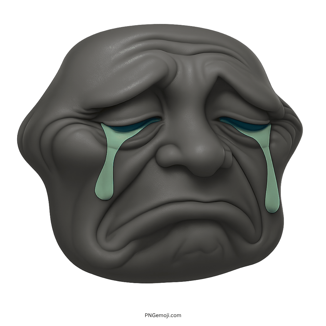  Crying Troll Face with Tears, Grey Expression, Emotional Sadness