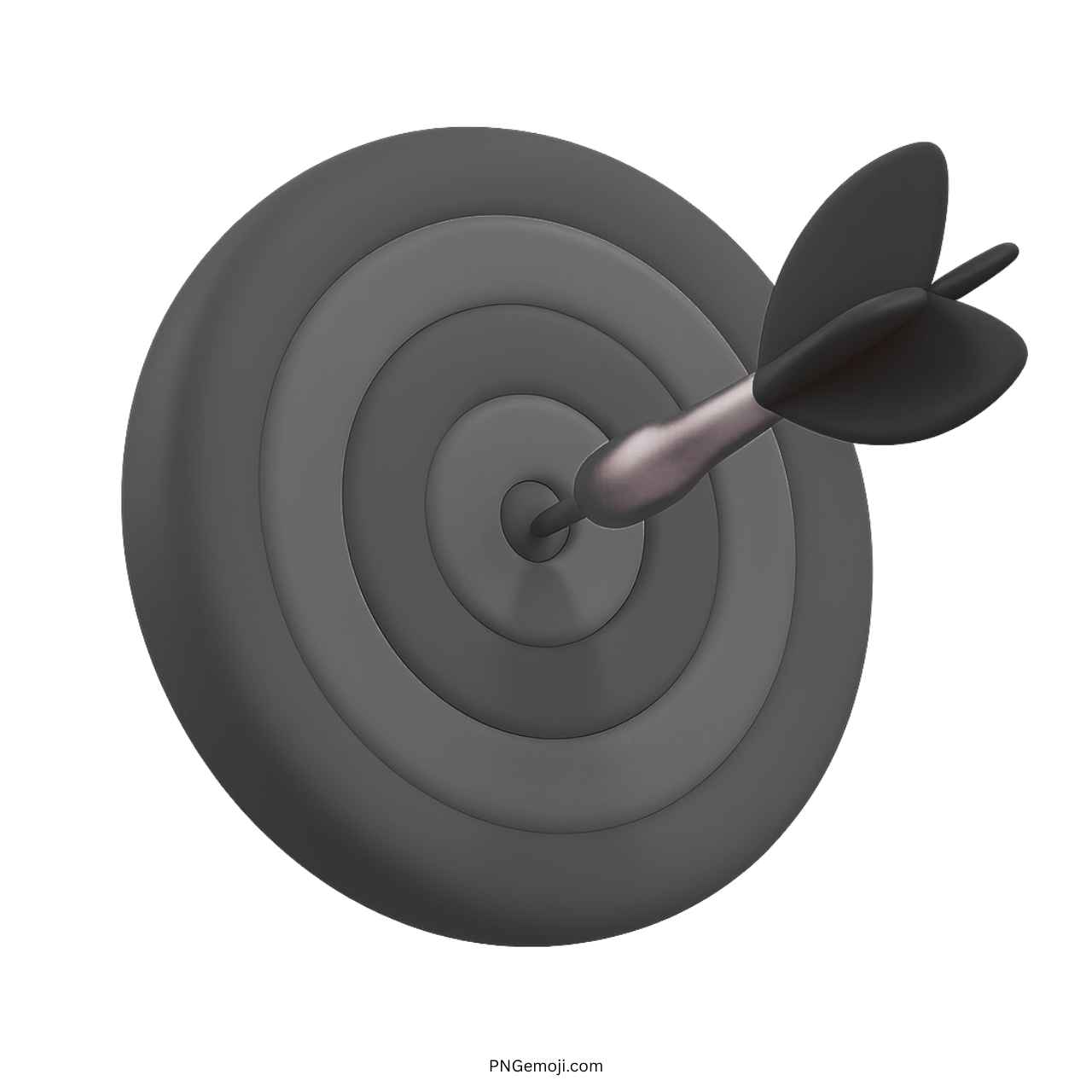 Dark 3D target emoji with black dart hitting bullseye, symbolizing accuracy and focus
