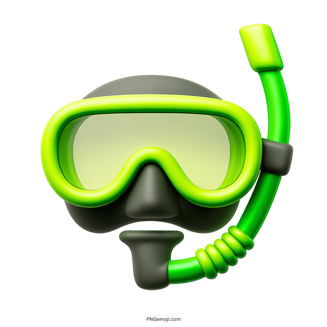Green diving mask emoji with matching snorkel, perfect for underwater exploration and water sports.