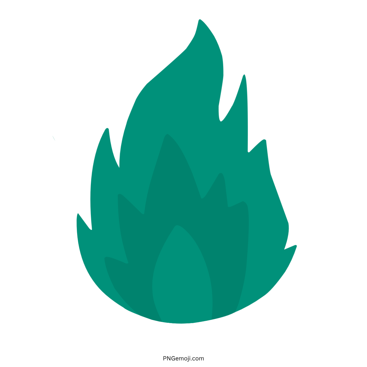 Green fire flame emoji with transparent background for eco, nature, or fantasy-themed digital graphics