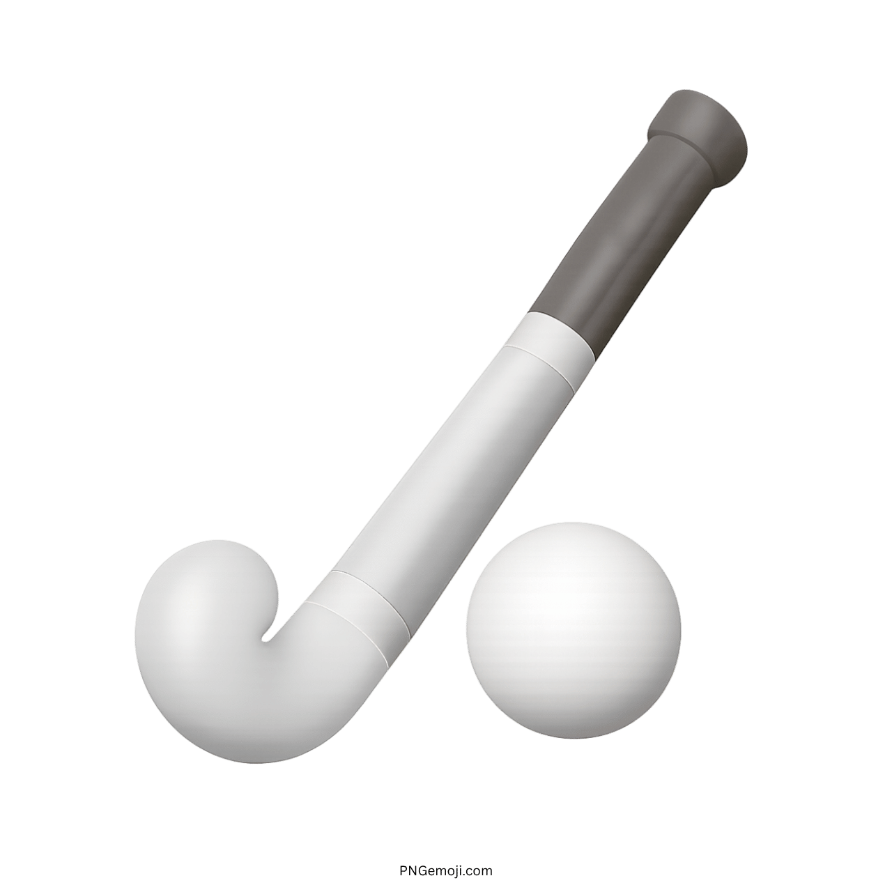 Field hockey emoji with white stick and white ball on green background, perfect for sports websites and social media.