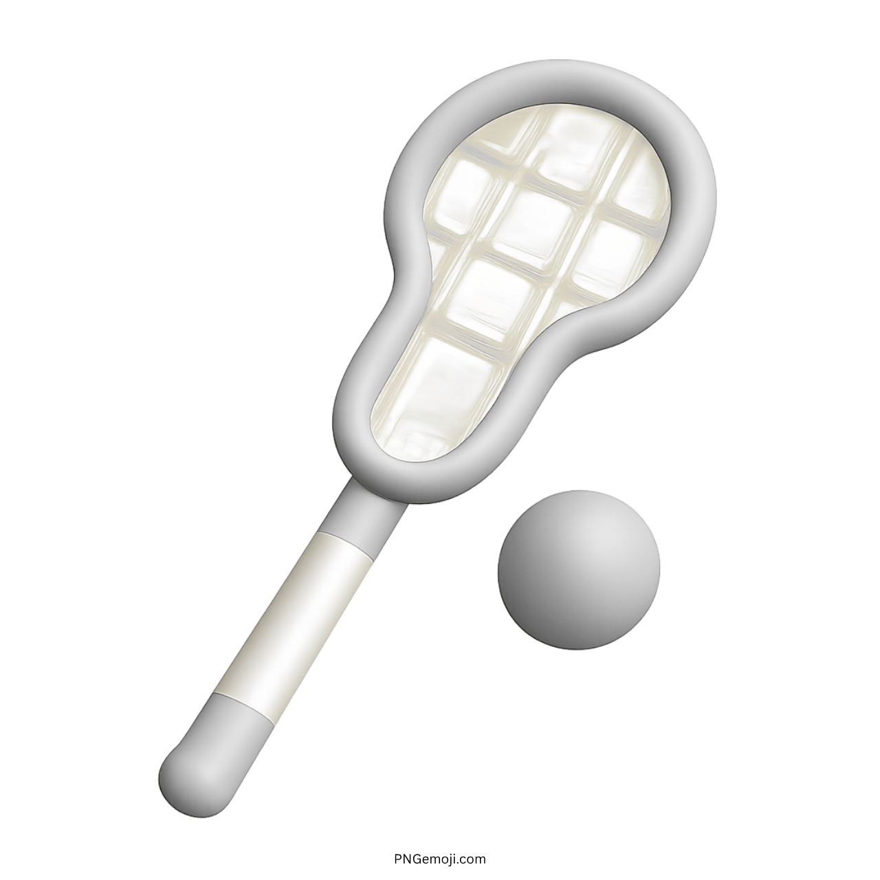 3D illustration of a gray ice hockey racket and ball on green background, sleek and modern design.