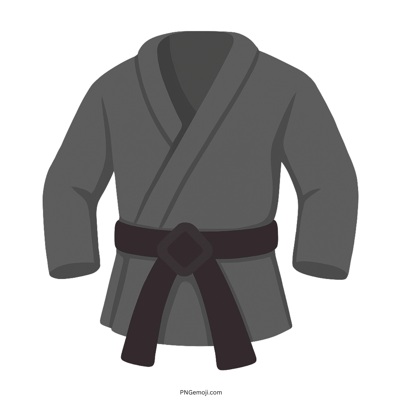 3D gray martial arts uniform with black belt emoji on transparent background
