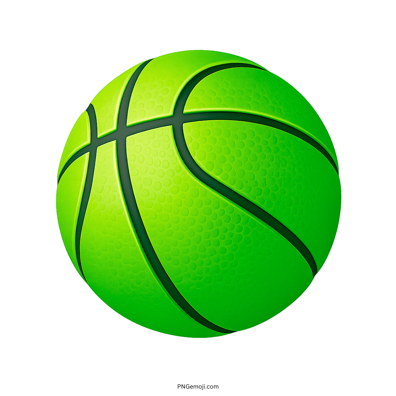 Bright green 3D basketball emoji icon with realistic texture and black lines