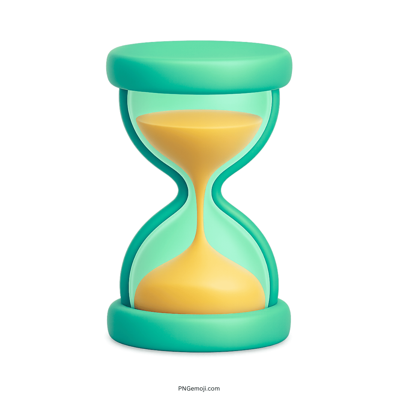 3D green hourglass emoji with yellow sand and transparent PNG background