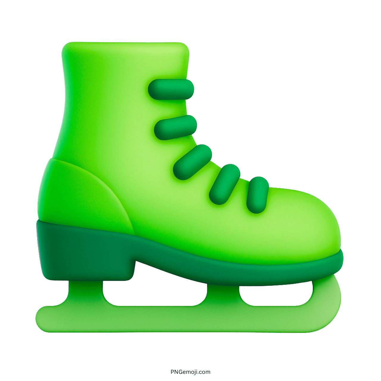 3D green ice skate emoji for skating apps, winter graphics, and fun UI design