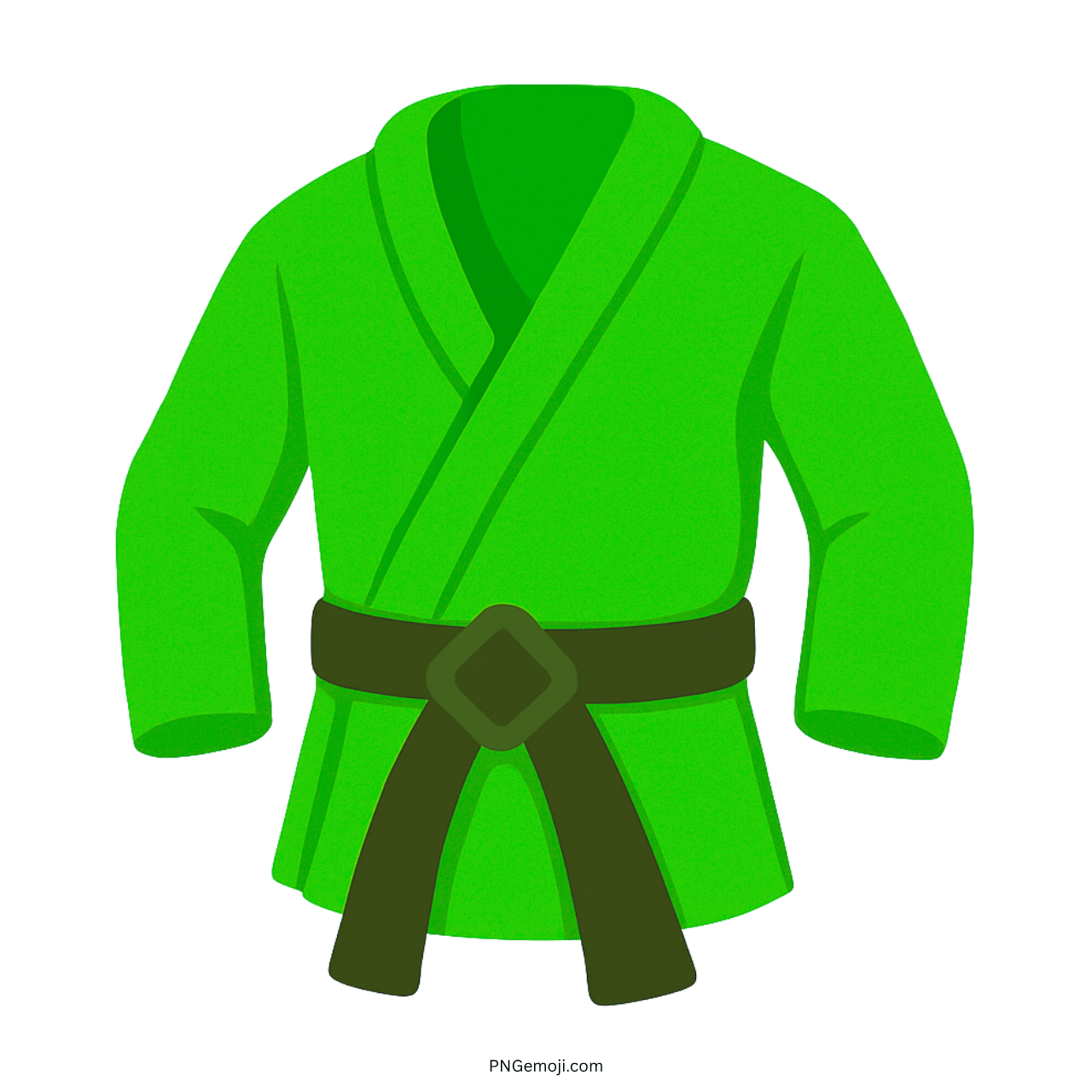 Green martial arts uniform emoji with black belt and transparent background