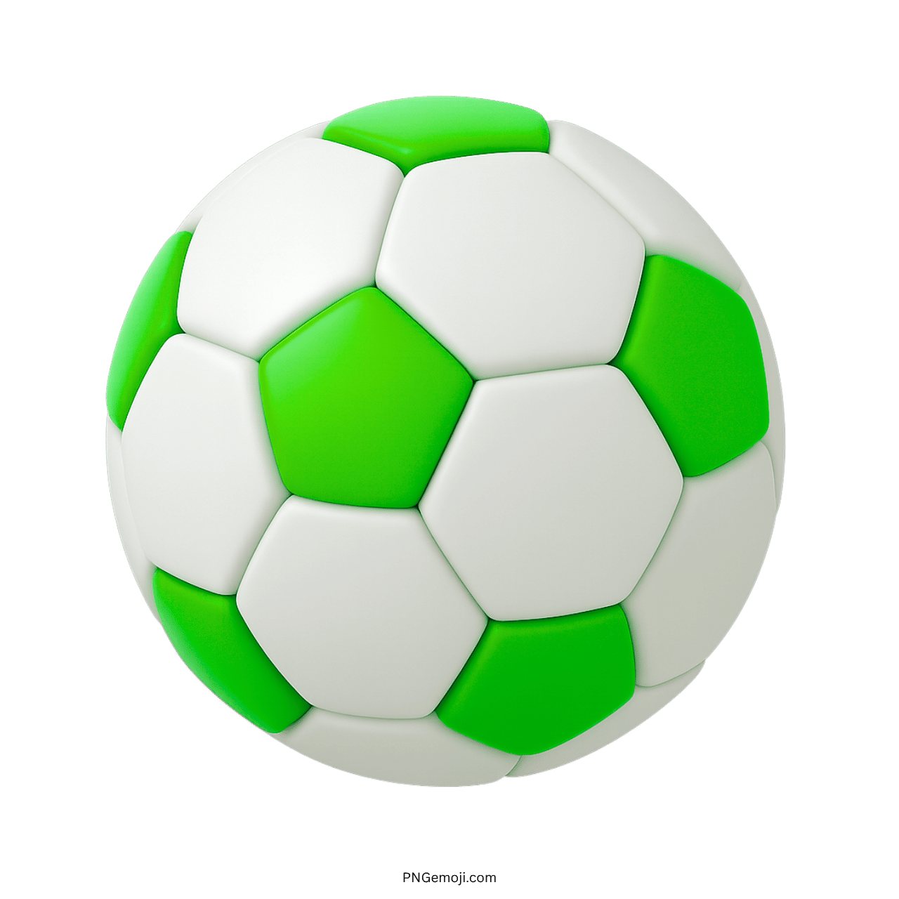 3D green and white football emoji with classic soccer ball pattern design