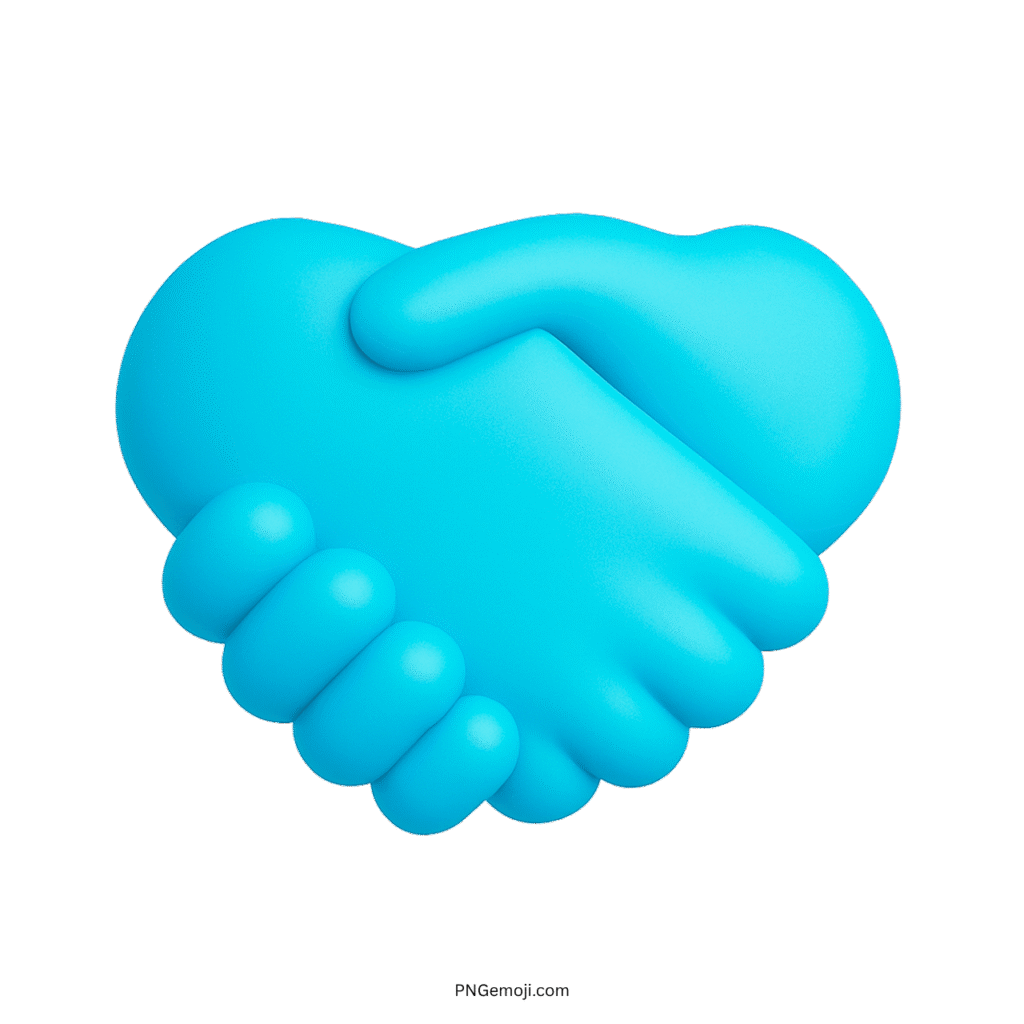 3D Handshake emoji in blue color symbolizing trust, cooperation, or agreement