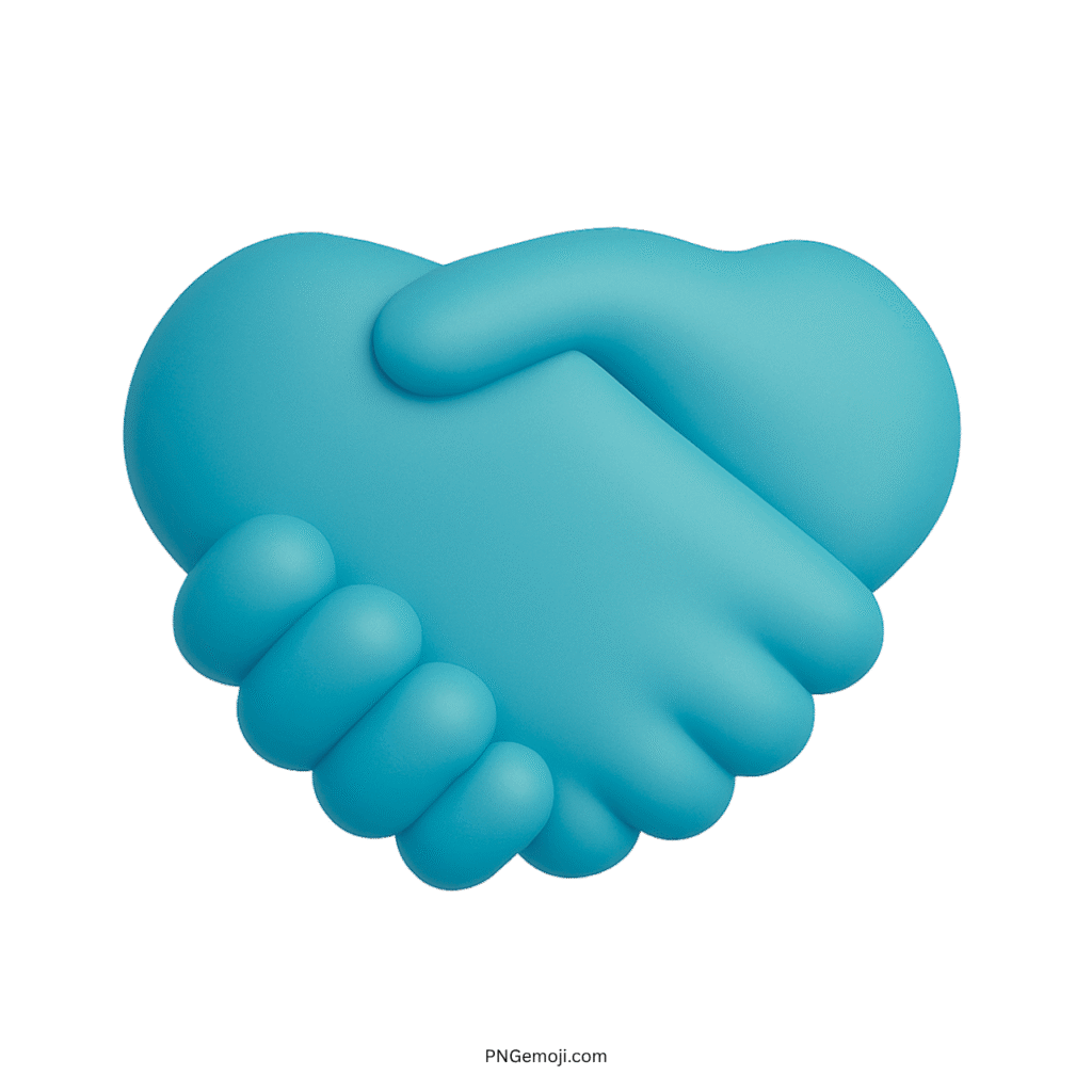 3D Handshake emoji in light blue color symbolizing cooperation, connection, or agreement