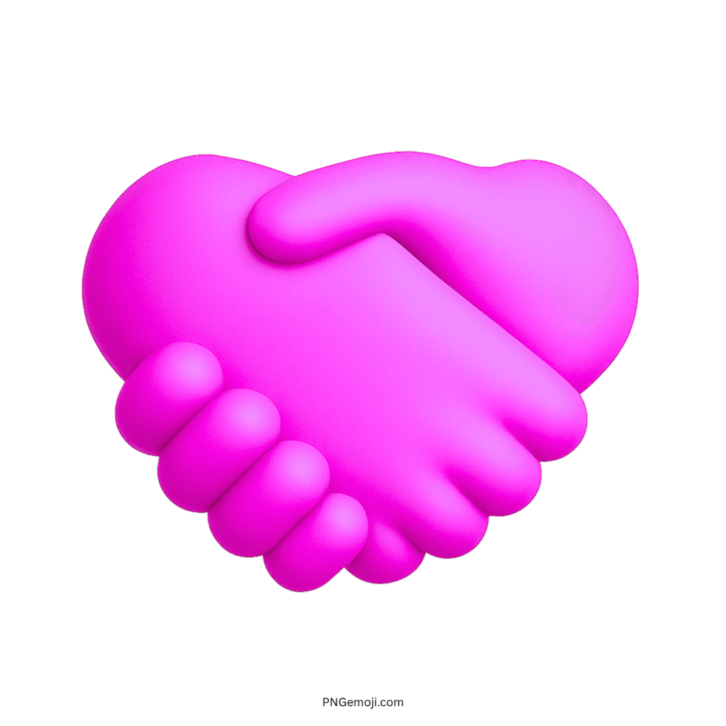 3D Handshake emoji in pink color symbolizing connection, agreement, or positivity