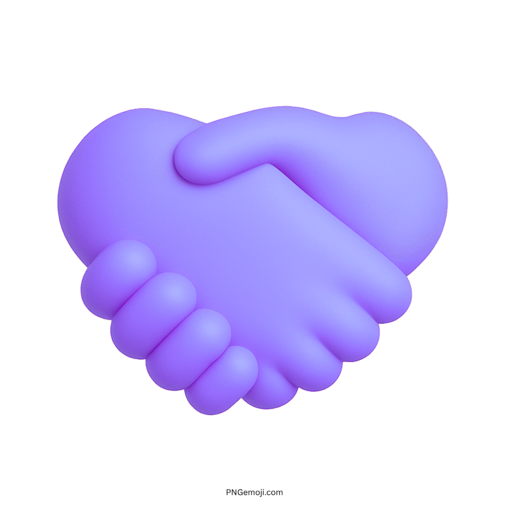 3D Handshake emoji in purple color symbolizing unity, connection, or agreement