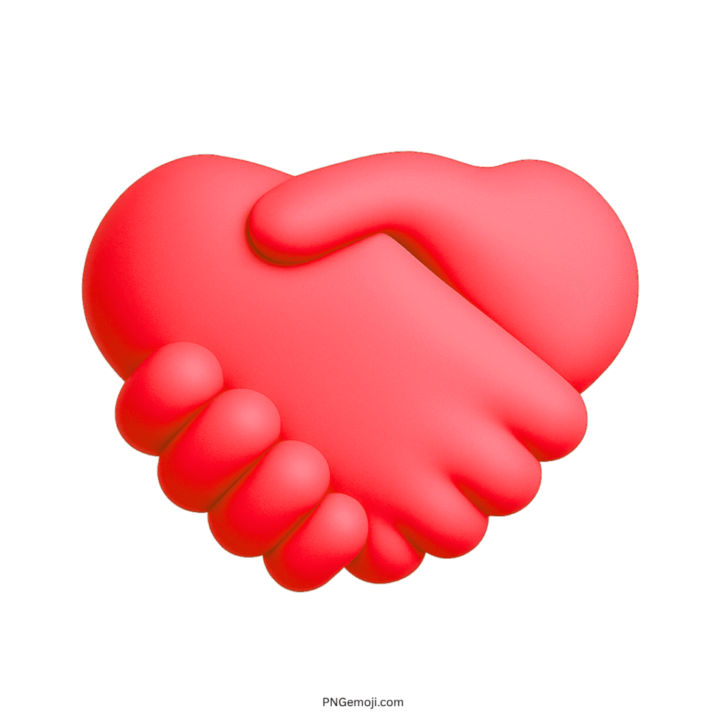 3D Handshake emoji in red color symbolizing love, connection, or agreement