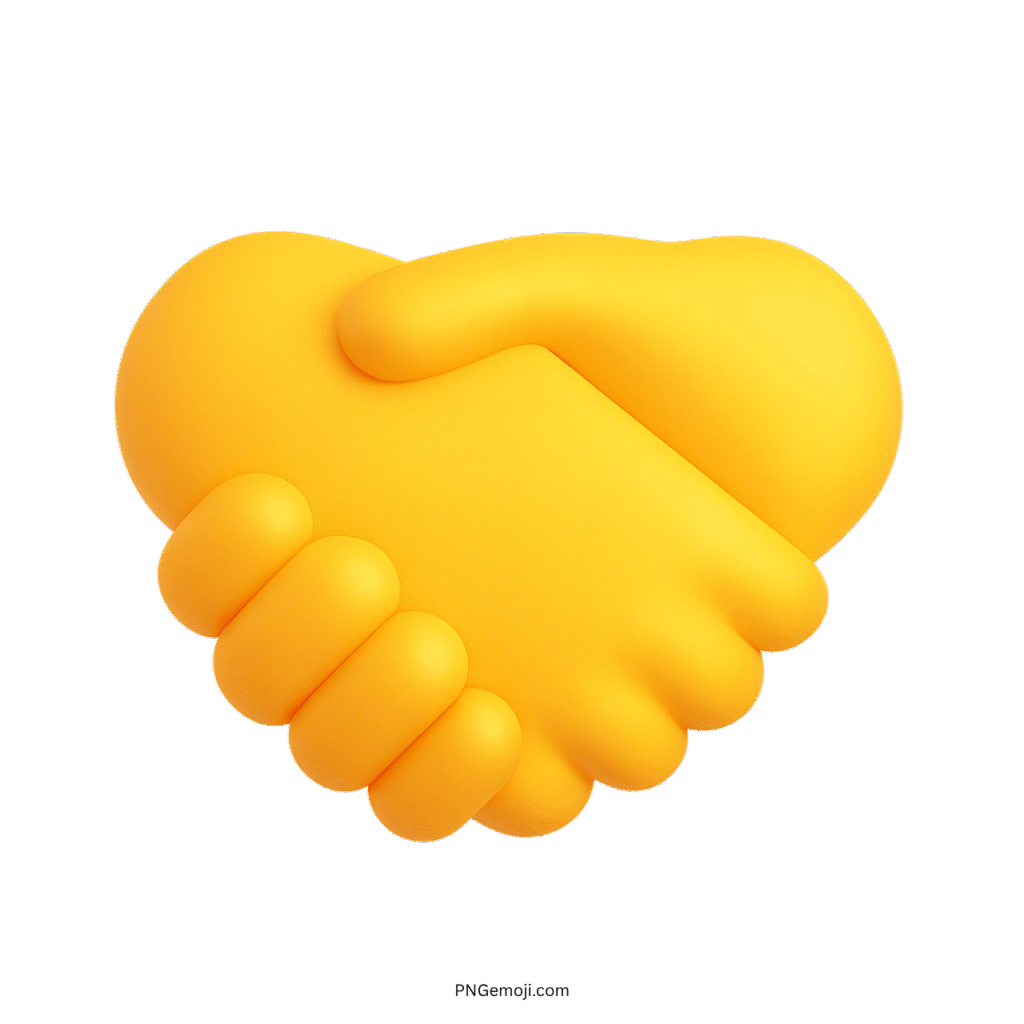 3D Handshake emoji in yellow color symbolizing unity, agreement, or friendship