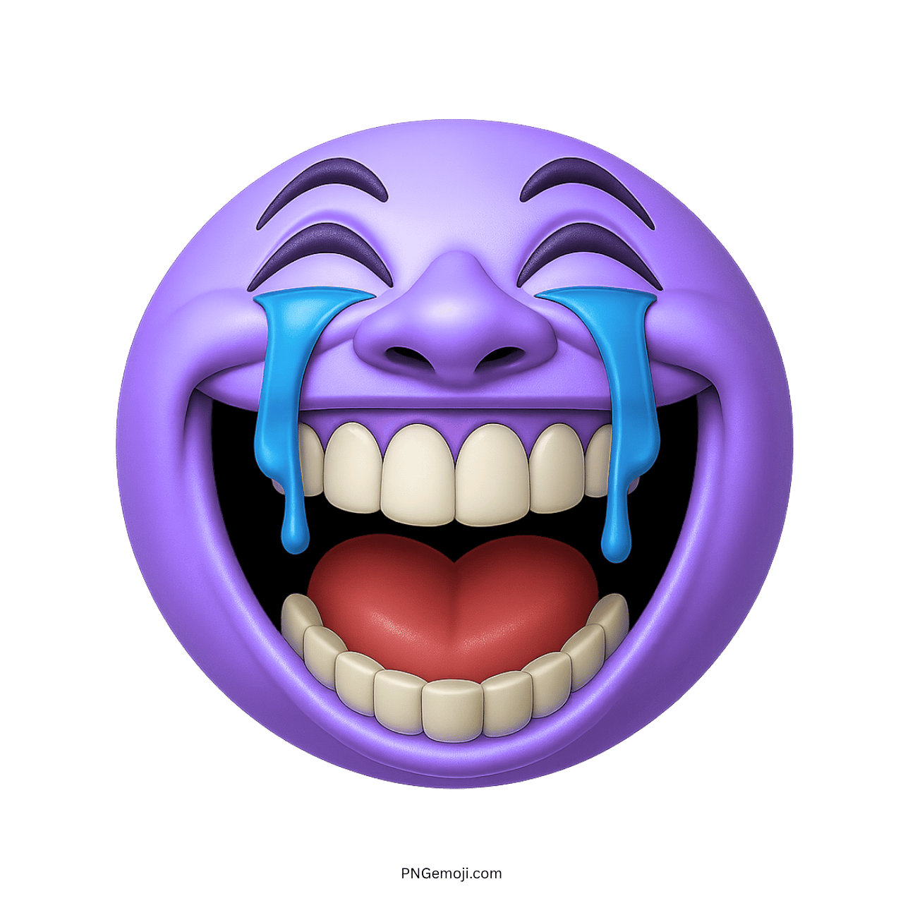 Purple laughing emoji with tears and a big smile
