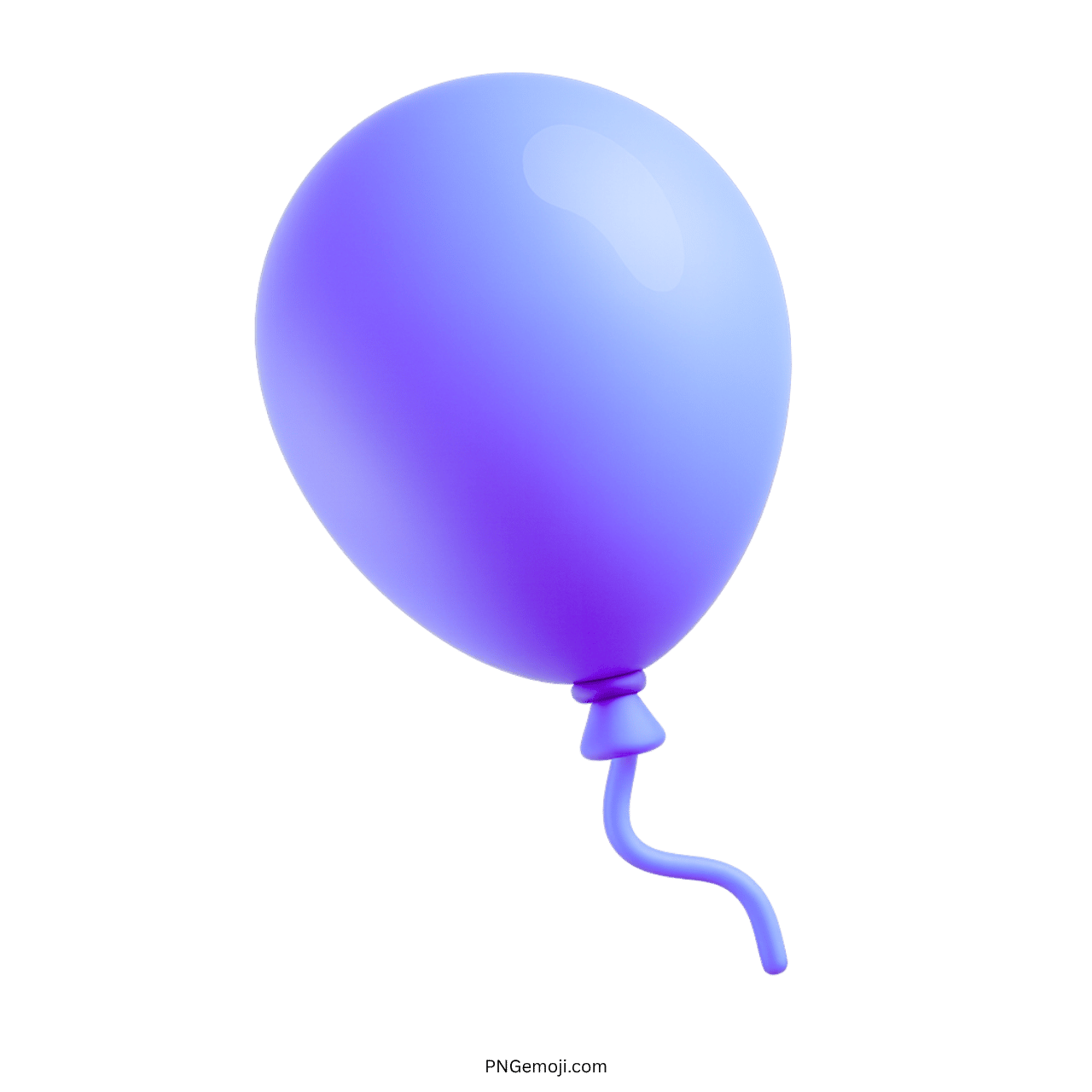 Lavender purple gradient 3D balloon emoji PNG with curved tail and transparent background