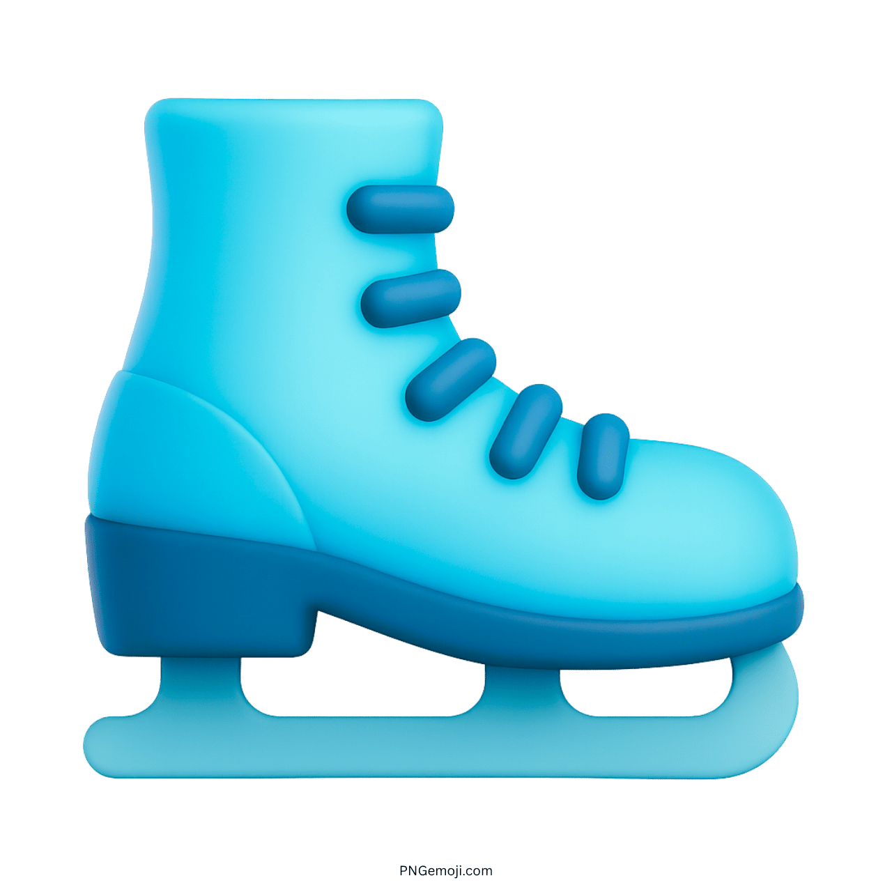 3D light blue ice skate emoji for winter apps, skating themes, and cool designs
