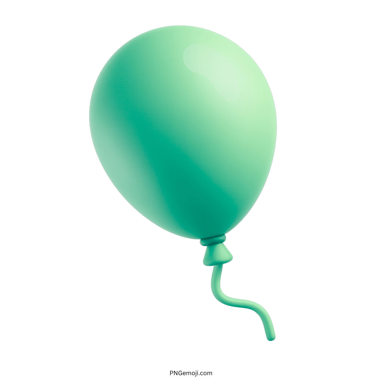 Mint green 3D balloon emoji PNG with soft shine and transparent background