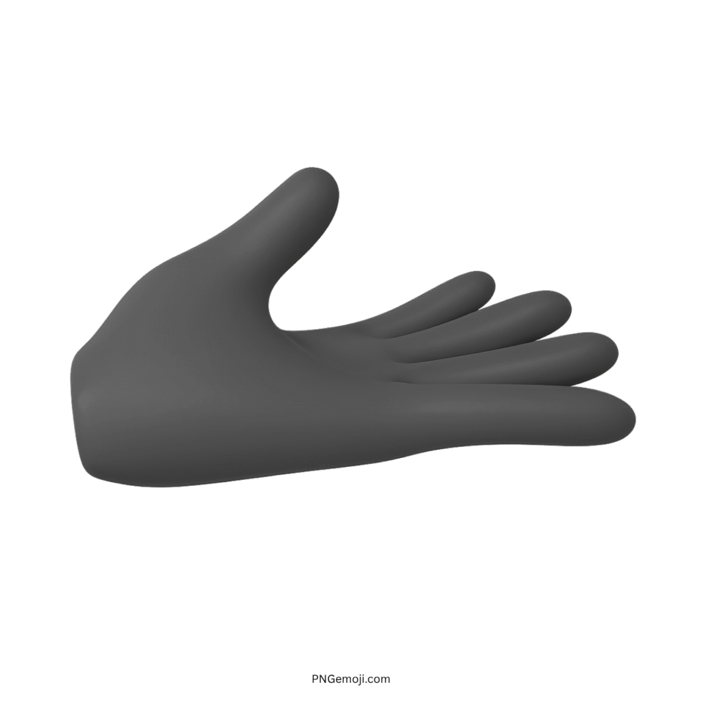 Black palm-up hand emoji in 3D style for digital communication