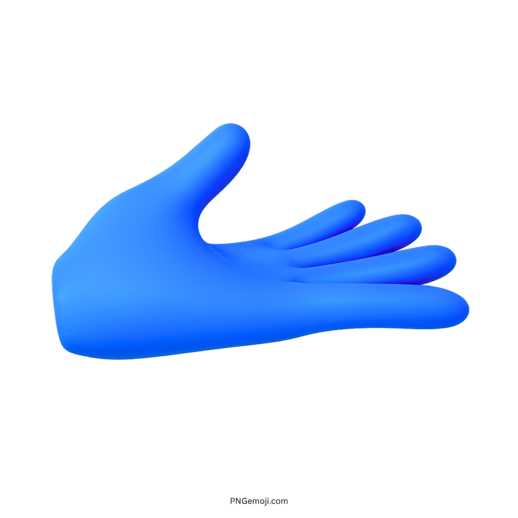 Blue palm-up hand emoji in 3D style for digital communication