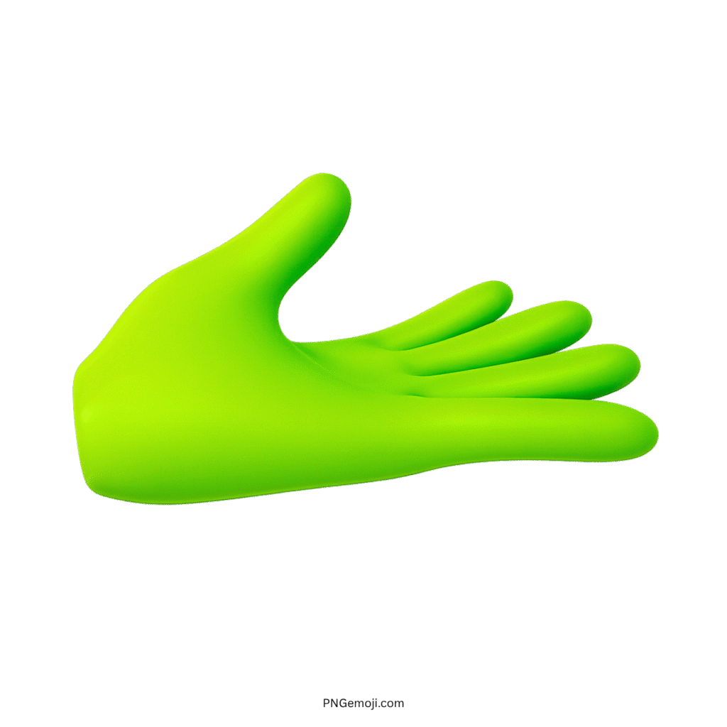 Green palm-up hand emoji in 3D style for digital communication