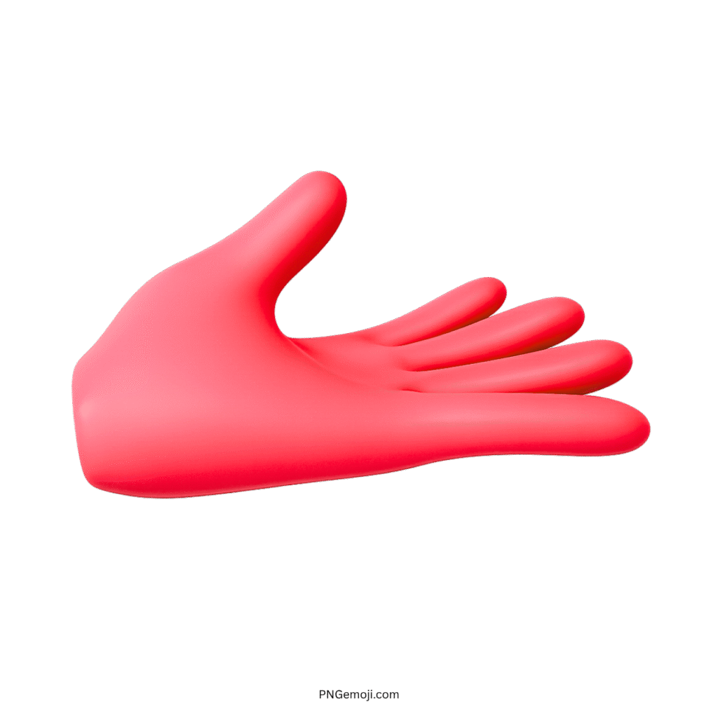 Red palm-up hand emoji in 3D style for digital communication