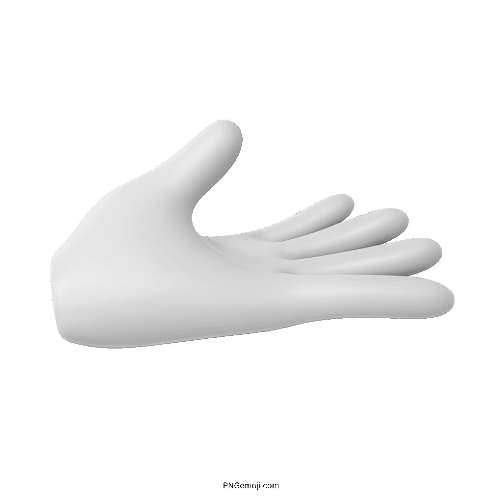 White palm-up hand emoji in 3D style for digital communication