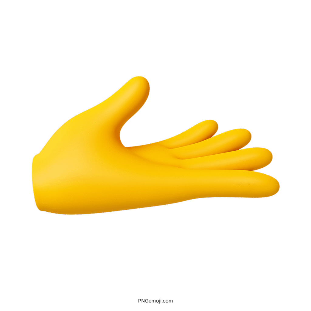 Yellow palm-up hand emoji in 3D style for digital communication