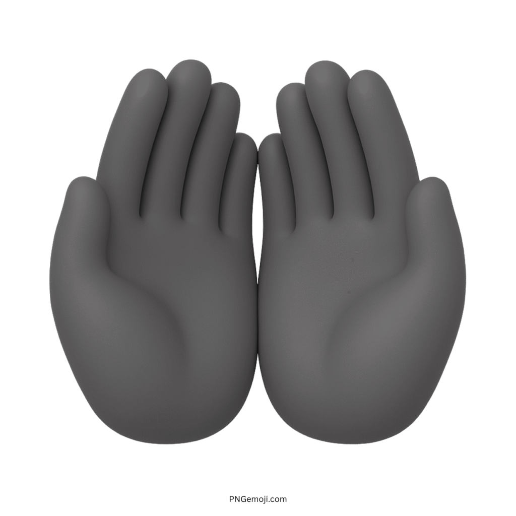 3D gray palms up together emoji showing open cupped hands on transparent PNG background
