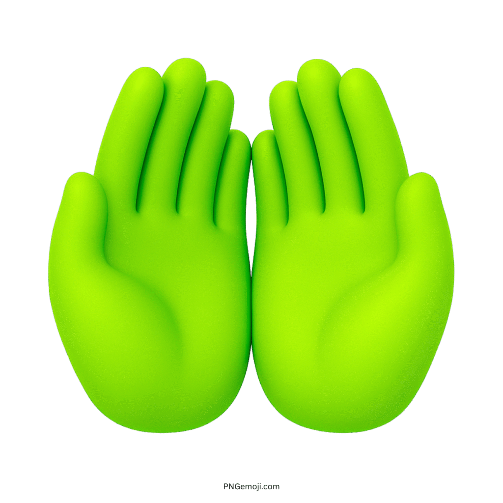 3D green palms up together emoji with open cupped hands on transparent background PNG